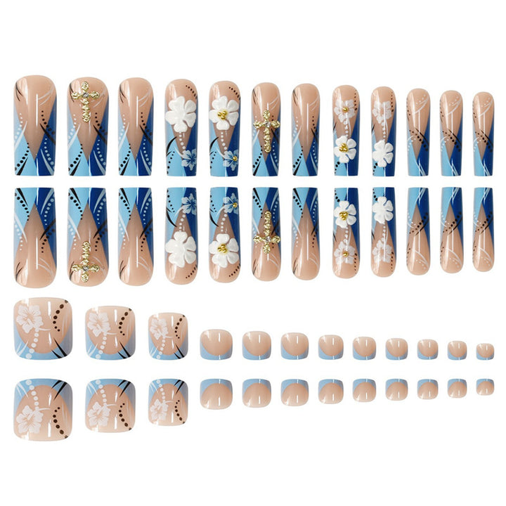 Decorative Floral Press-On Nail Art Extensions Bowlift 1787913951