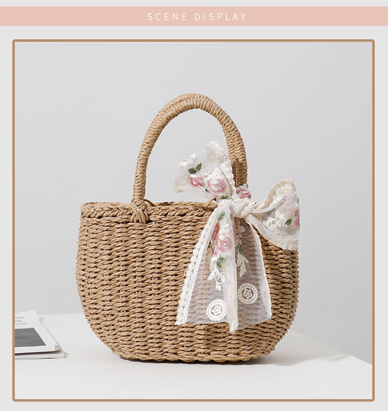 Elegant Bast bag with Floral Bow Detail Bowlift