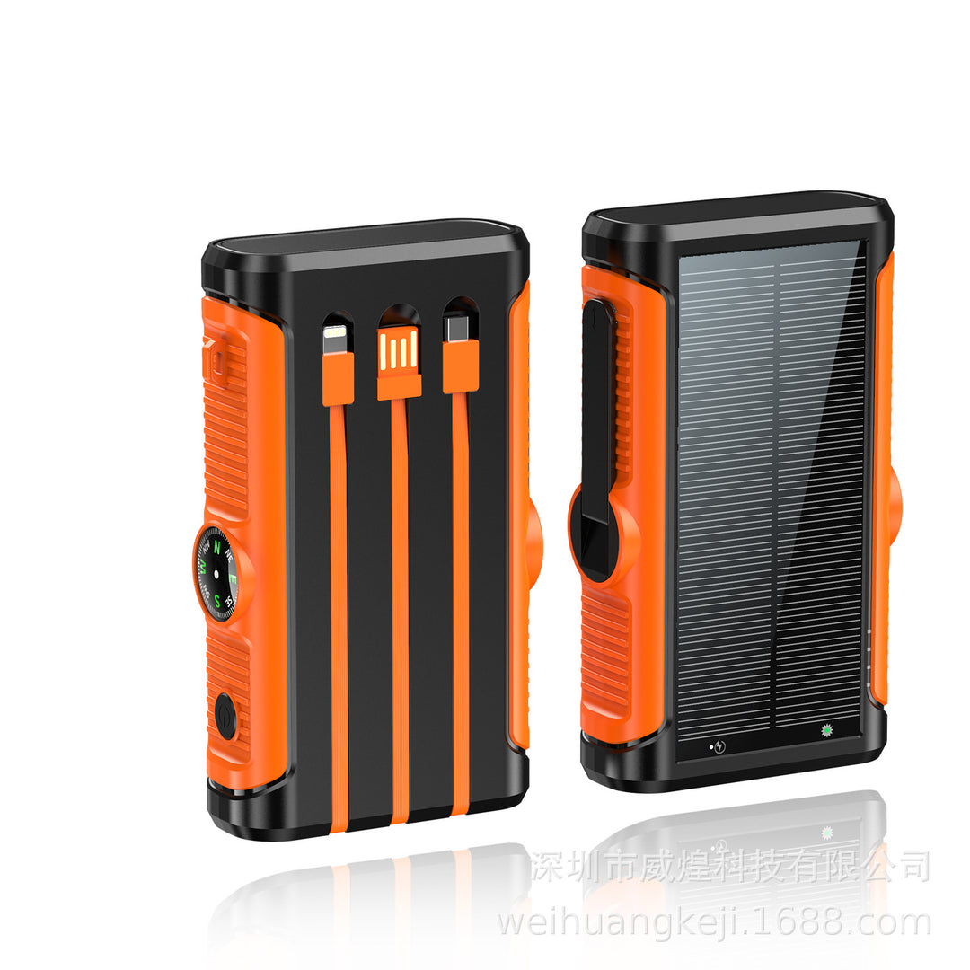 Rugged Solar Power Bank with Built-in Triple Charging Cables Bowlift