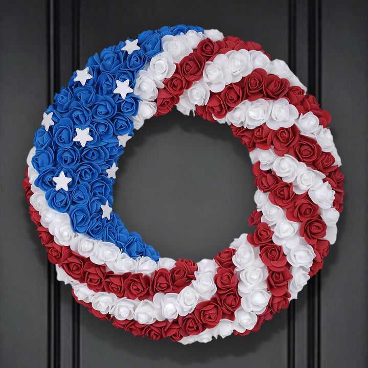 Unisex nan patriotic foam rose wreath with star accents Bowlift