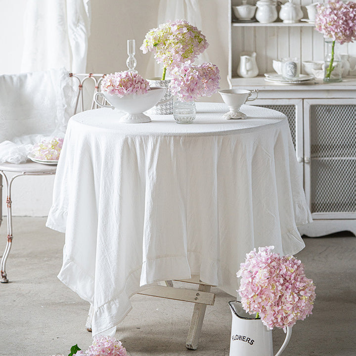 Embroidered Ruffled Tablecloth