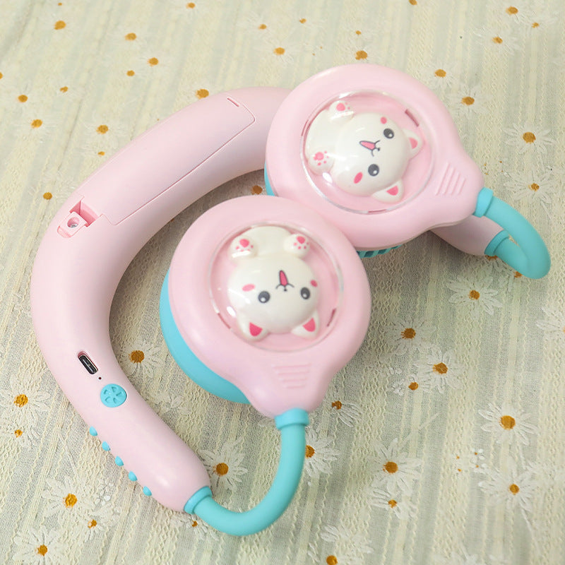 Women's Portable Neck Fan with Cooling Spray Function Bowlift