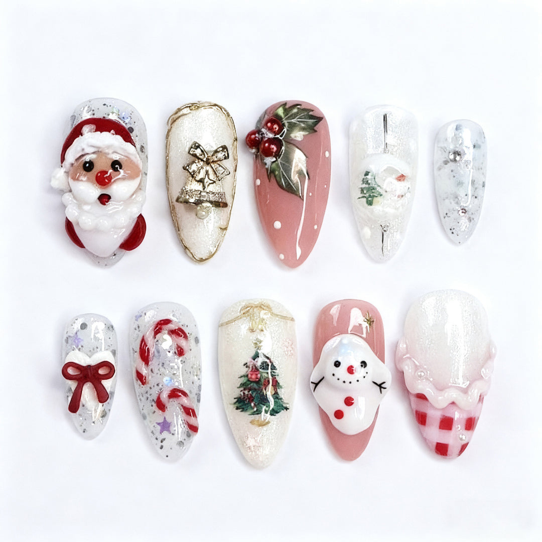 Festive artificial nails with Christmas designs Bowlift