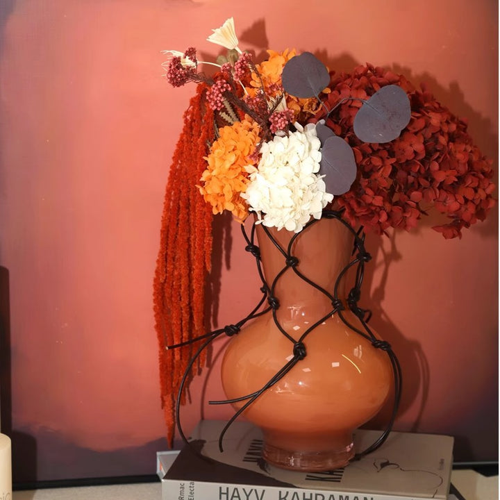 Decorative Button-Reinforced Glass Vase