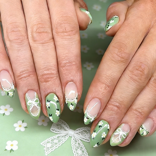 Floral Lace-Design Press-On Nails Bowlift