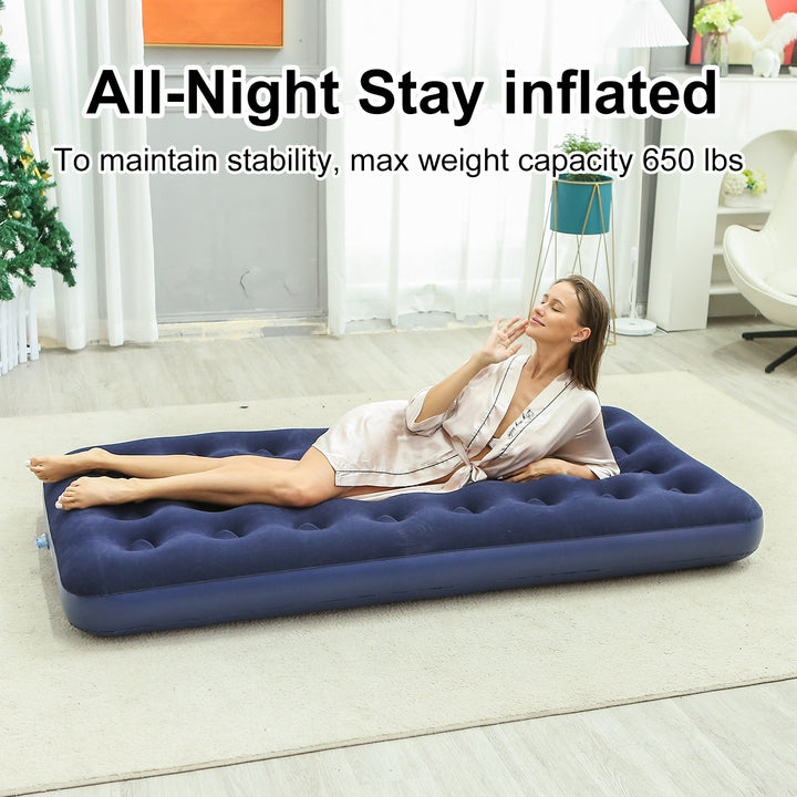 Women's Inflatable Luxury Air Mattress with Soft Velour Surface Bowlift