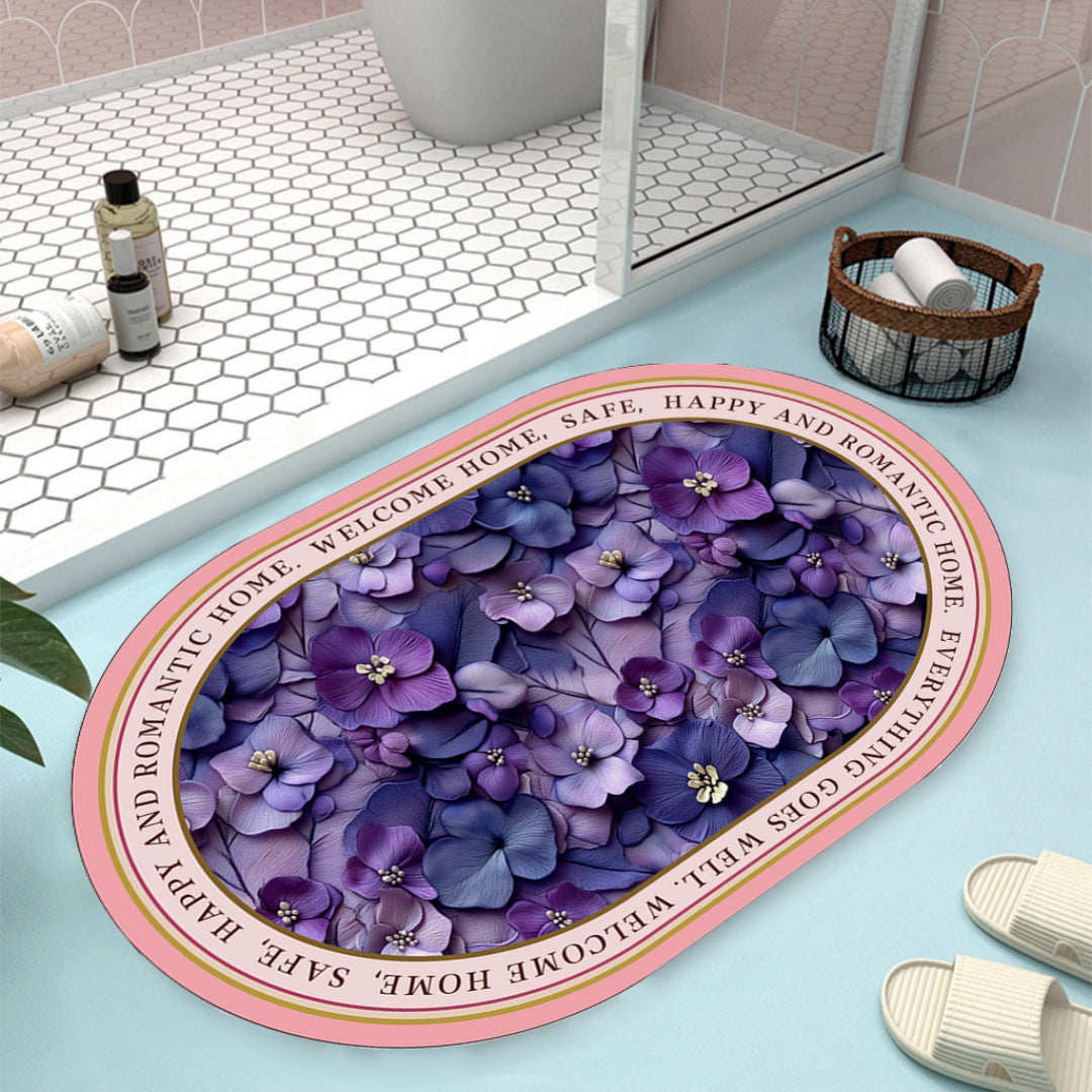 Floral Design Bath Mat Bowlift