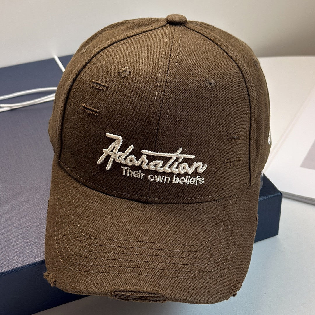 Women's Distressed Embroidered Baseball Cap Bowlift