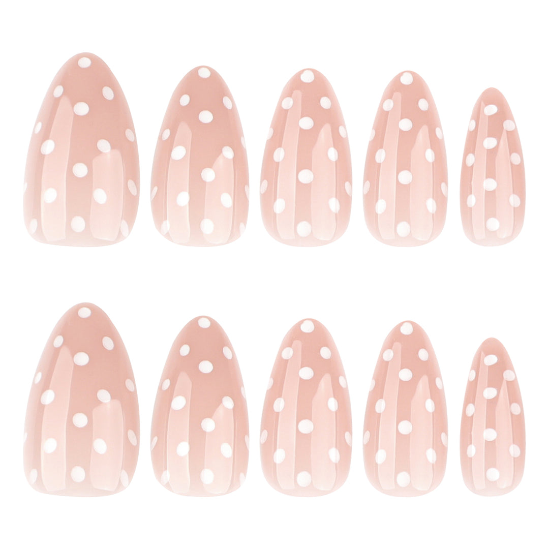 Artful Nail Extensions with Delicate Dots Bowlift