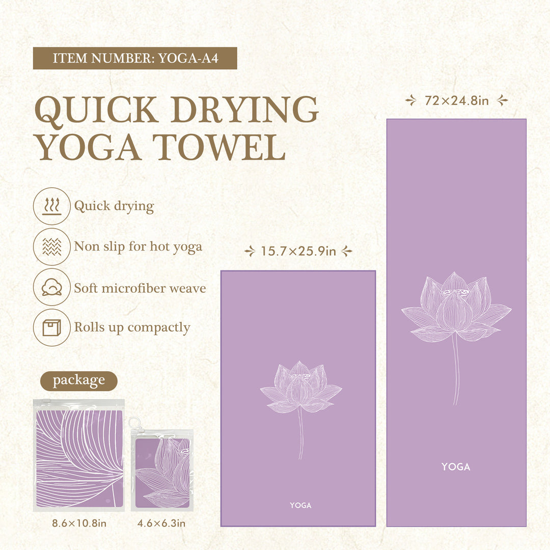 Quick-Drying Non-Slip Microfiber Yoga Towel with Mandala Grip Pattern Bowlift