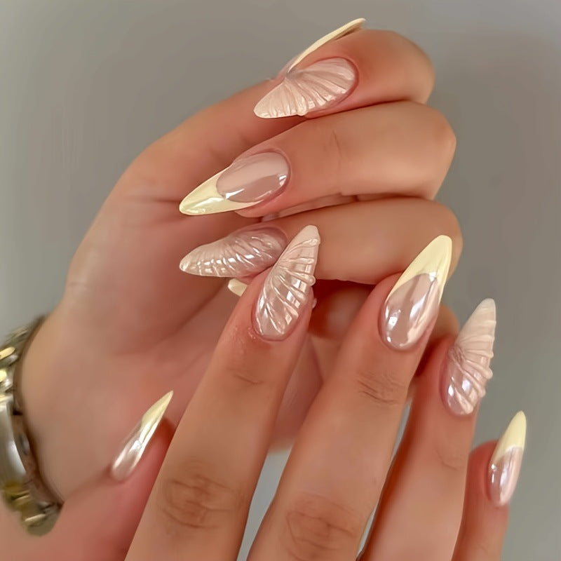 Sculpted Almond-Shaped Press-On Nail Set Bowlift