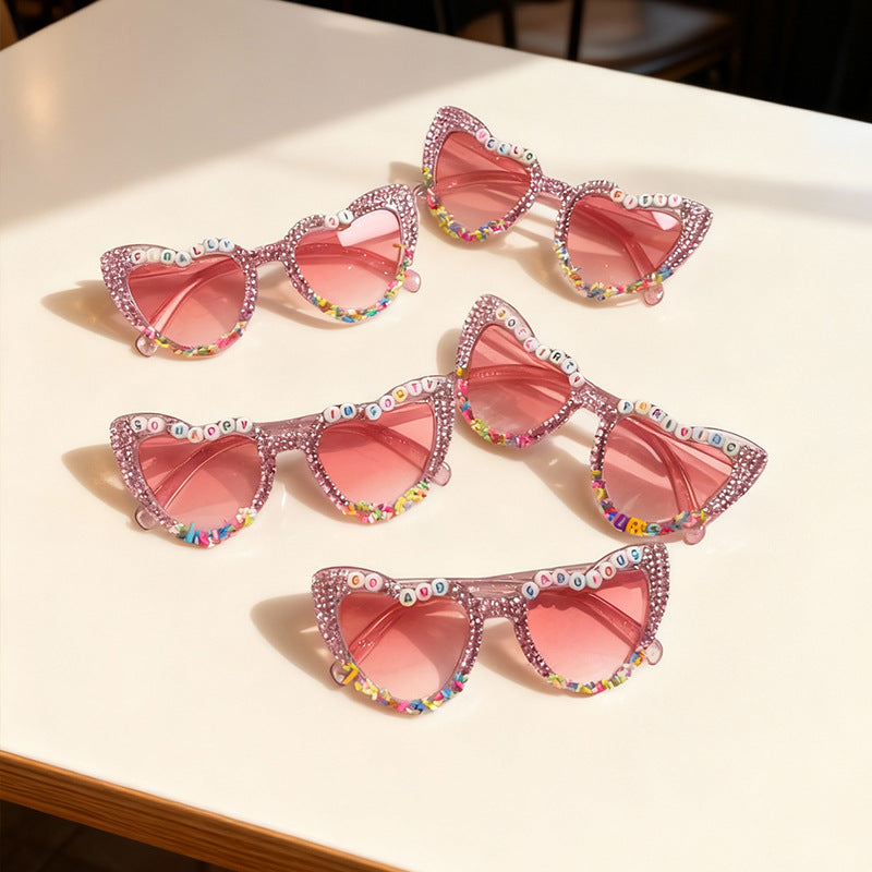 Decorative Cat-Eye Sunglasses with Rhinestones Bowlift