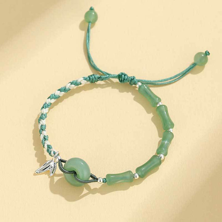 Adjustable Gemstone and Leaf Charm Bracelet Bowlift