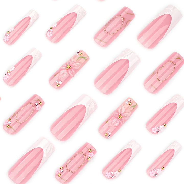 Artful nail extensions with floral embellishments Bowlift