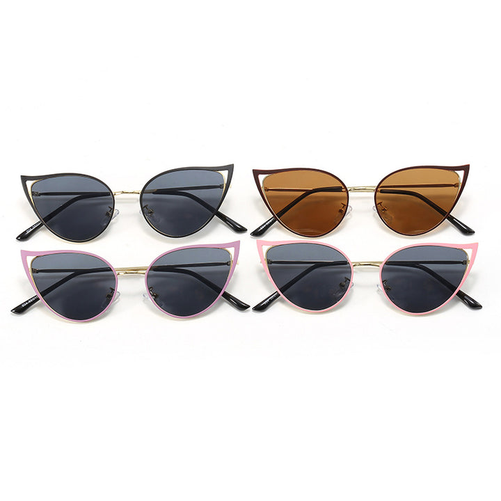 Women's Cat-Eye Sunglasses with Elegant Metal Frame and UV Protection Bowlift