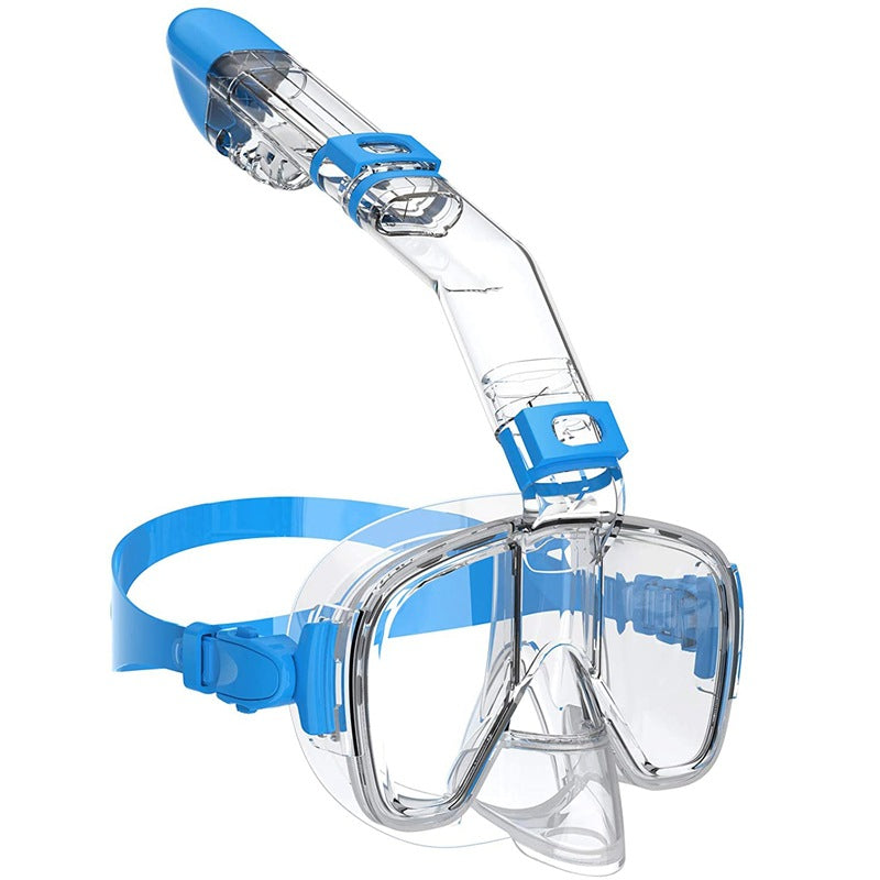 Diving mask with visibility protection and flexible snorkel Bowlift
