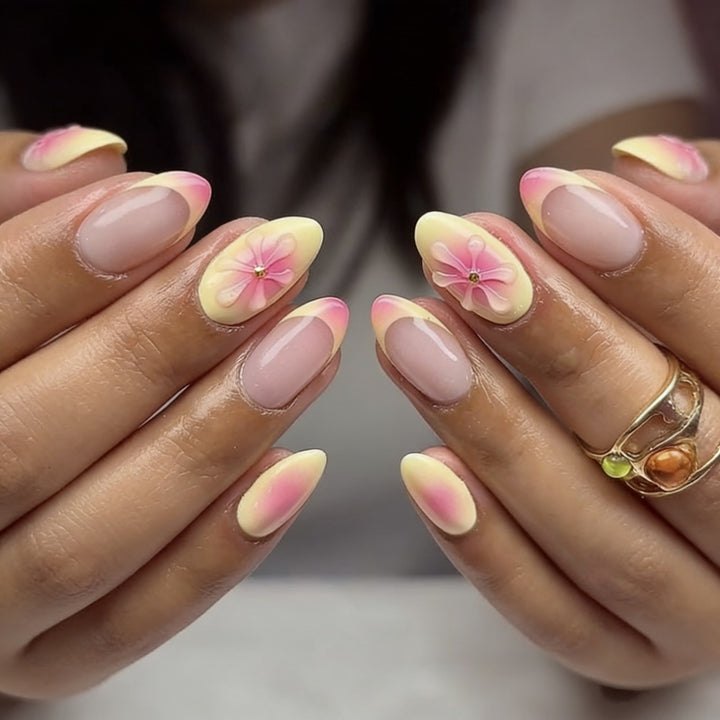 Floral Decorative Press-On Nails Bowlift