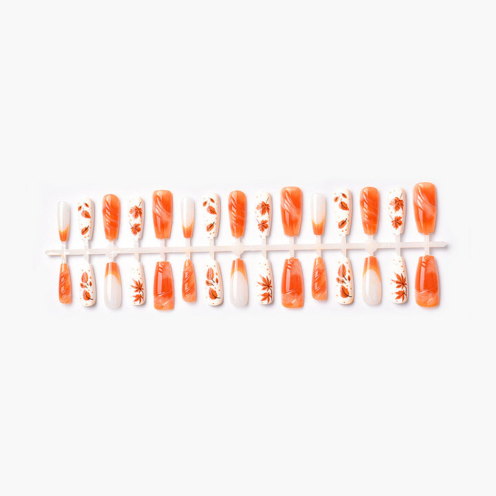 Autumn-Themed Artistic Press-On Nail Set Bowlift