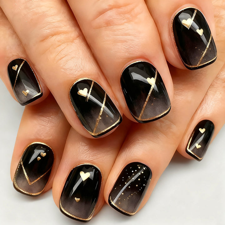 Elegant Heart-Embellished Press-On Nails Bowlift