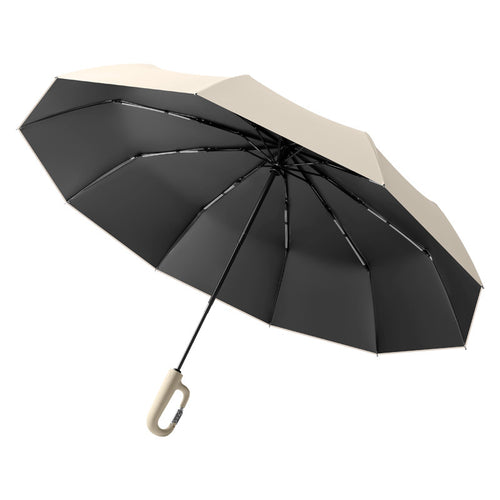 Women's automatic folding umbrella with innovative opening mechanism and protective cover Bowlift