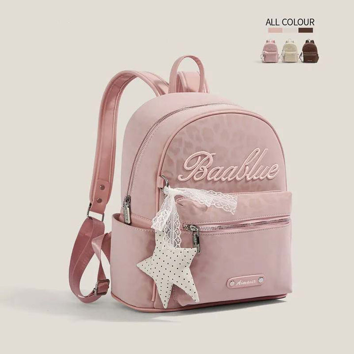 Star-Embellished Casual Backpack Bowlift