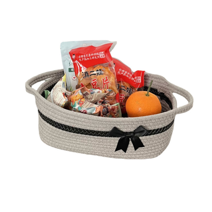 Women's decorative storage basket with bow accent Bowlift