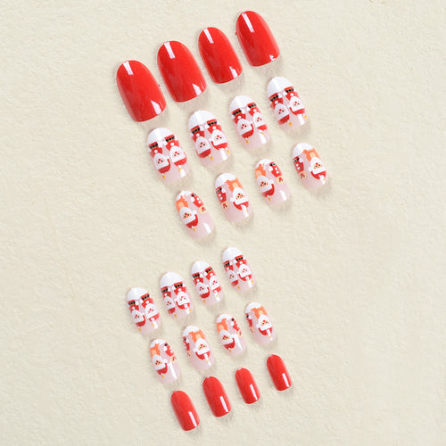Artificial nail set in festive Christmas design with cute motifs Bowlift