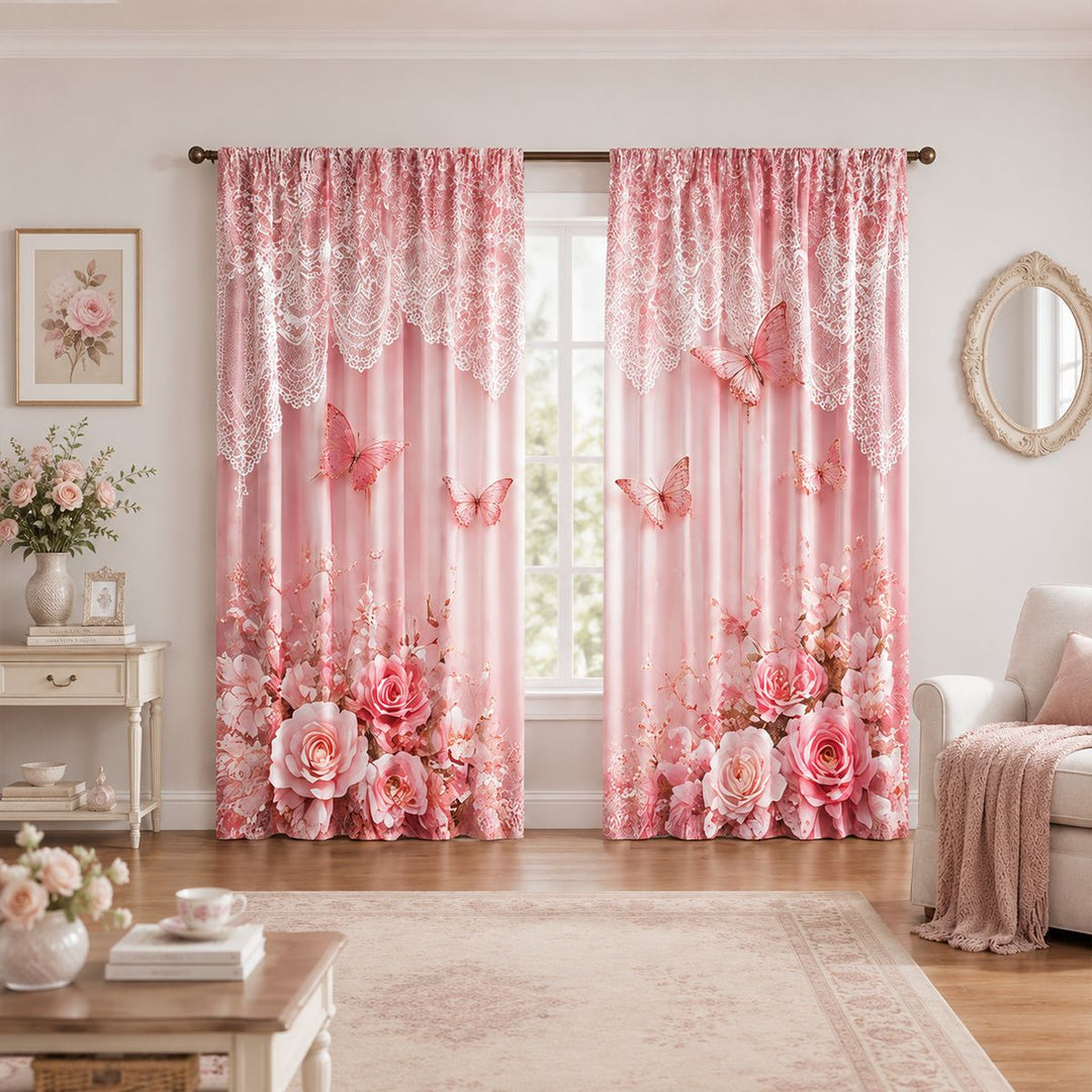 Floral Patterned Window Curtains