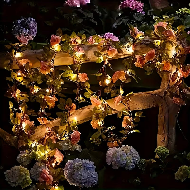 Romantic Rose Vine LED Garland With Micro Lights And Weatherproof Flexible Stem Bowlift