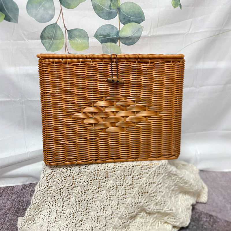 Handcrafted Wicker Storage Basket Bowlift