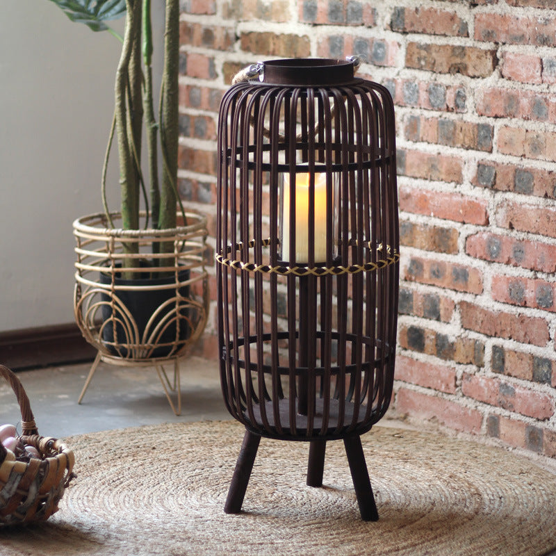 Stylish lantern made of rattan with wooden frame Bowlift