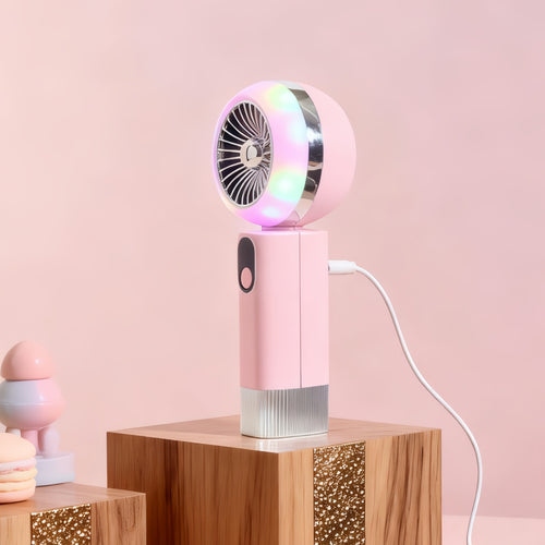 Women's Portable Mini Fan with LED Function and Temperature Display Bowlift
