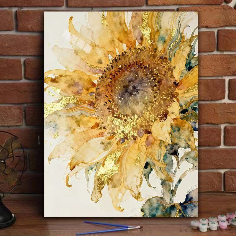 Elegant Sunflower Watercolor Canvas Art Bowlift