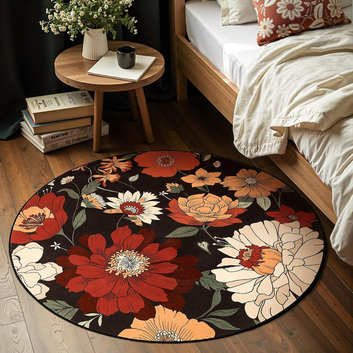 Flower print Round Rug