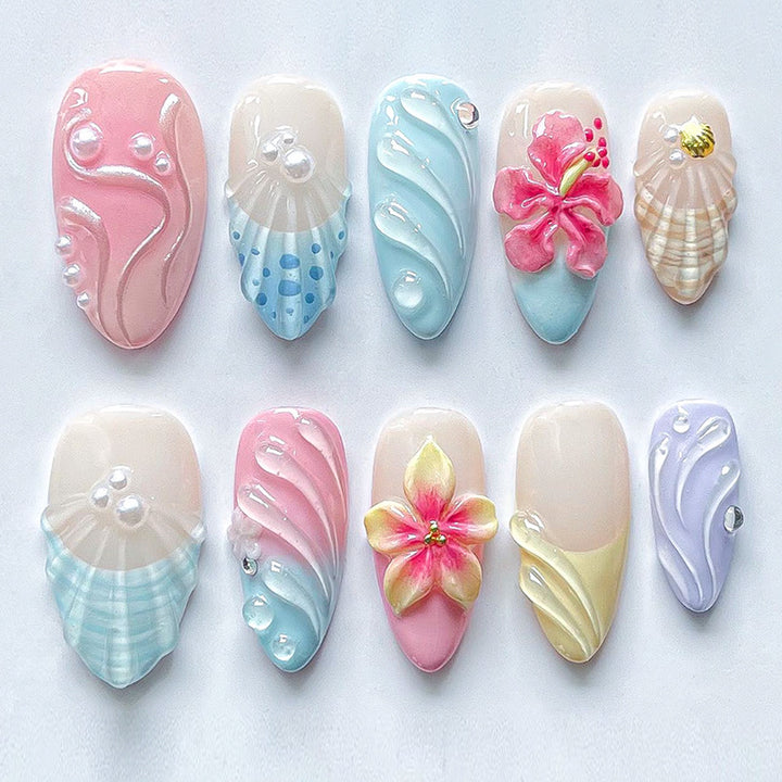 Decorative Press-On Nail Art Set with Premium Floral Designs Bowlift