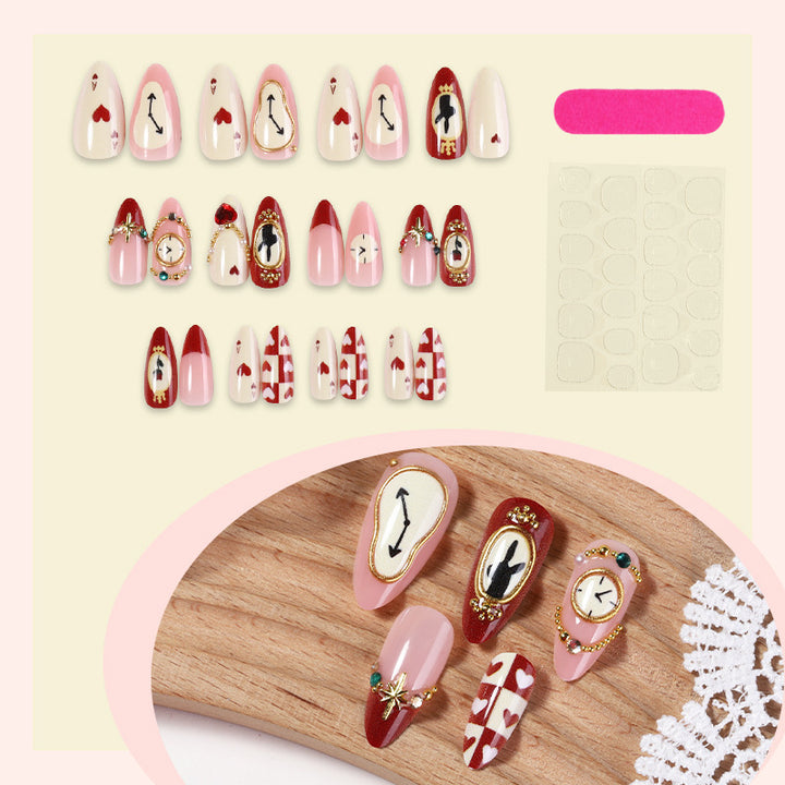 Creative nail art set with playful heart and clock motifs Bowlift