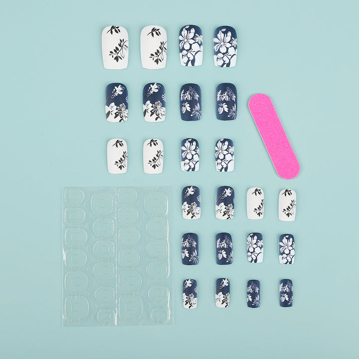 Artificial nails with floral matte design Bowlift