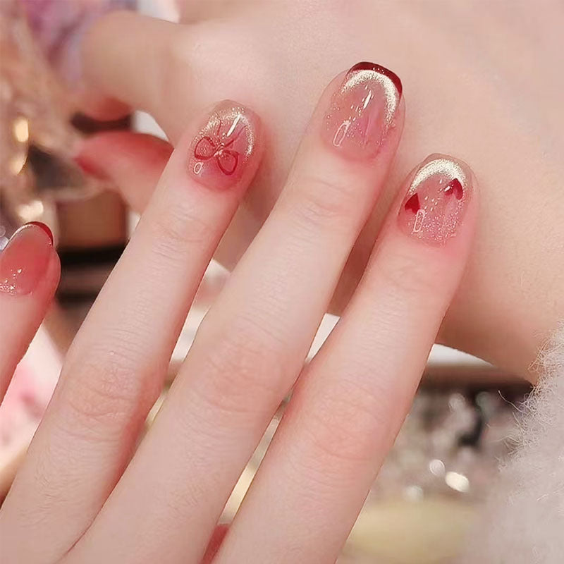 Elegant French Tip Press-On Nail Set Bowlift