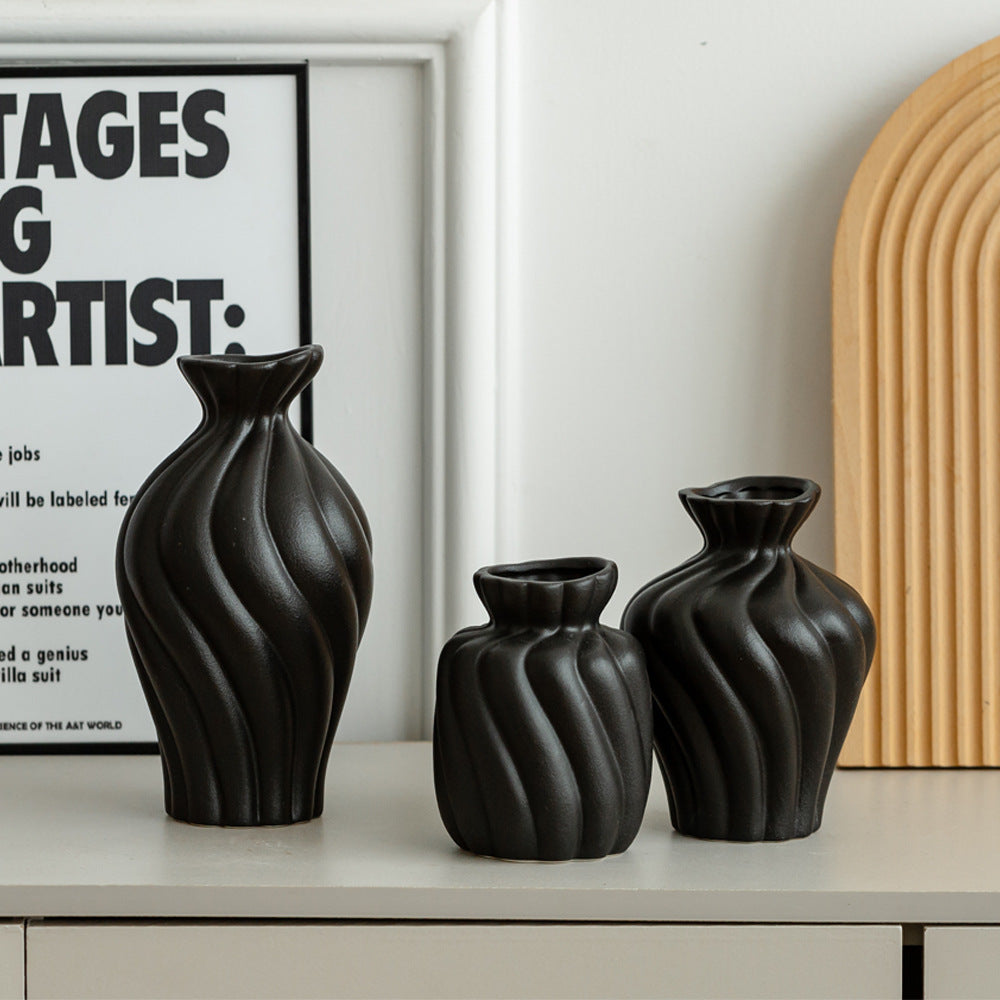 Wave-Designed Decorative Ceramic Vases