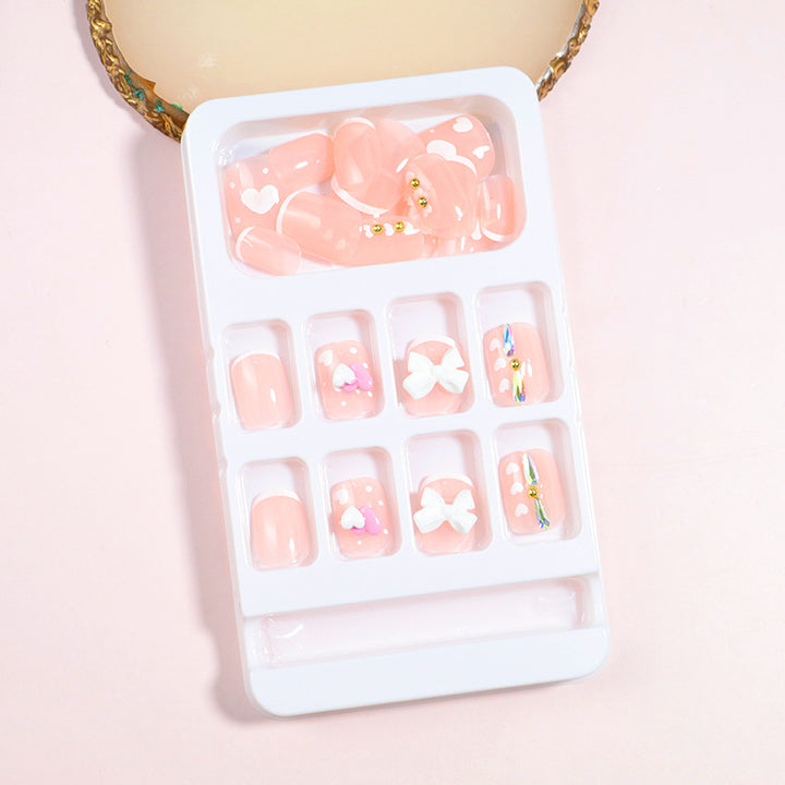 Decorative Press-On Nail Art Set with Bow Accents Bowlift
