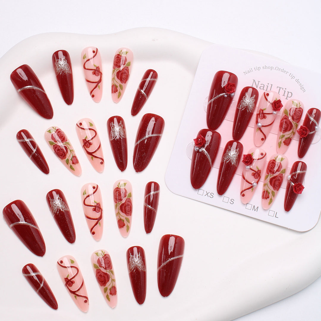Romantic Floral Press-On Nail Set Bowlift