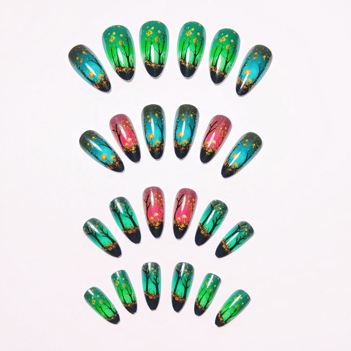Creative Art Nails with Fascinating Forest and Mushroom Designs Bowlift
