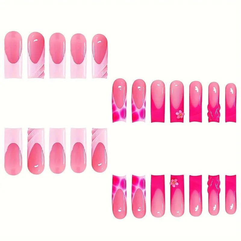 Artistic Nail Enhancements with Floral Design Bowlift