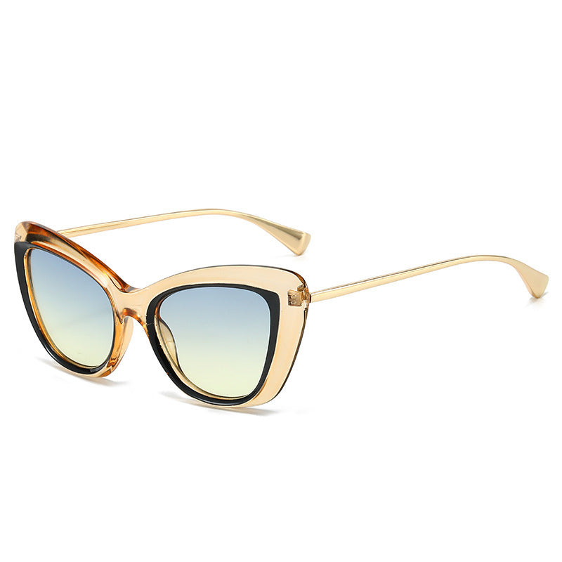 Ladies Cat-Eye Sunglasses with Elegant Metal Frame Bowlift
