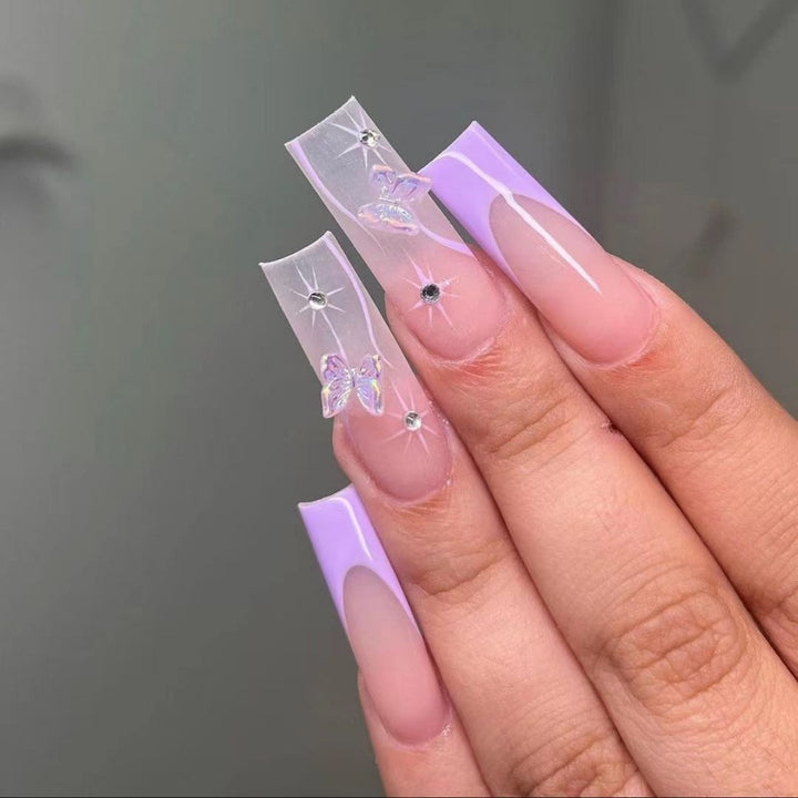 Ornate Butterfly-Inspired Acrylic Nail Extensions Bowlift