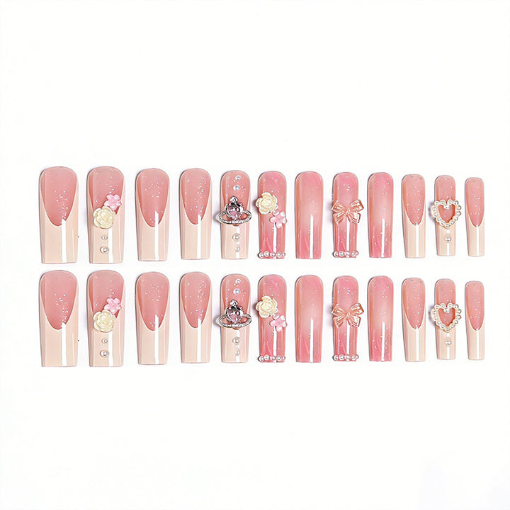 Artful nail tips with pearl and bow motifs Bowlift