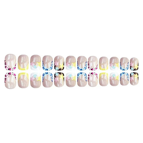 Acrylic nail set with colorful star motifs and modern accents Bowlift