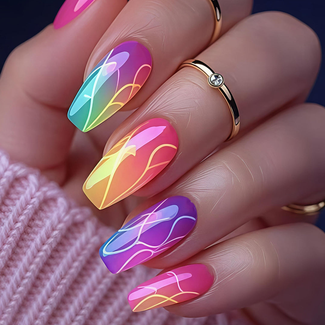 Colorful Gradient Nail Art Bowlift