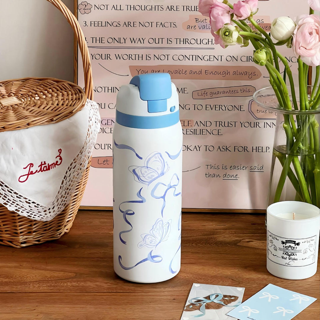 Ladies Insulated Water Bottle with Floral Design Bowlift