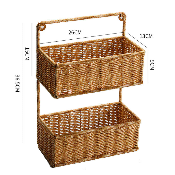 Two-Tiered Handwoven Storage Basket Bowlift